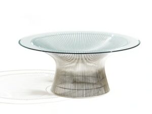 Runder Couchtisch aus Stahl und Kristal | Knoll | Platner