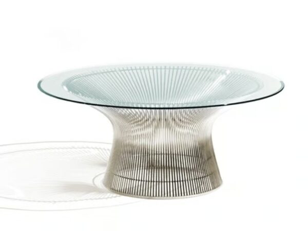 Runder Couchtisch aus Stahl und Kristal | Knoll | Platner