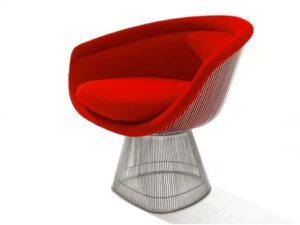 Gepolsterter Loungesessel aus Stahl mit Armlehnen | Knoll | Platner