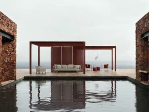 Gartenpavillon aus Aluminium und Holz | Paola Lenti