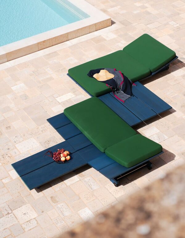Verstellbarer Gartenliege aus Irokoholz mit Rollen | RODA | Eolie - Image 7