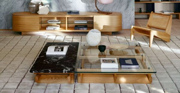 Niedriger rechteckiger Couchtisch aus Holz und Glas | Cassina | Sengu - Image 11