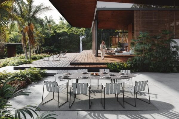 Mit Kufengestell Gartenstuhl aus Stoff mit Armlehnen | Royal Botania | Strappy - Image 2