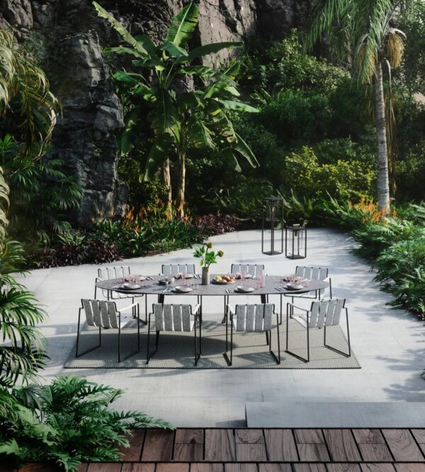 Mit Kufengestell Gartenstuhl aus Stoff mit Armlehnen | Royal Botania | Strappy - Image 5