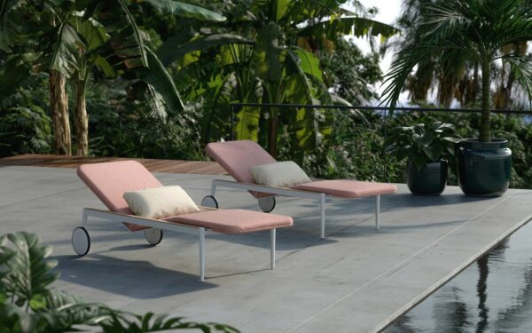 Verstellbarer Gartenliege aus Batyline® mit Rollen | Royal Botania | Styletto - Image 2