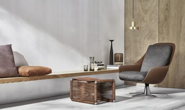 Drehbarer 5-Speichen- Sessel aus Leder mit Armlehnen | Flexform | Sveva - Image 8
