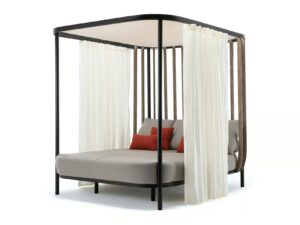 Loungebett aus Teakholz mit Baldachin | Ethimo | Swing