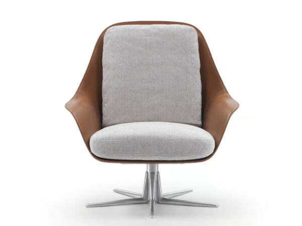 Drehbarer 5-Speichen- Sessel aus Leder mit Armlehnen | Flexform | Sveva - Image 2