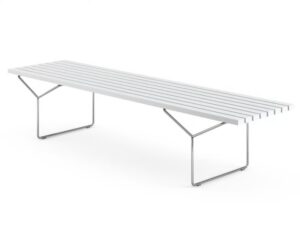 Sitzbank aus Stahl und Holz | Knoll | Bertoia