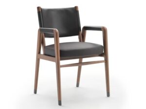 Stuhl aus gegerbtem Leder mit Armlehnen | Flexform | Ortigia S.H.
