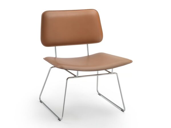 Mit Kufengestell Loungesessel aus gegerbtem Leder | Flexform | Echoes S.H.