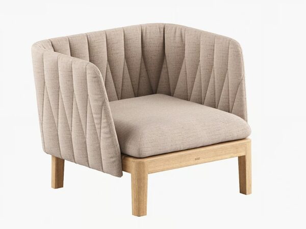 Lounge Gartensessel aus Stoff und Teakholz mit Armlehnen | Royal Botania | Calypso Lounge
