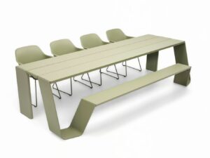 Picknicktisch aus pulverbeschichtetem Aluminium mit integrierten Stühle | Extremis | Hopper