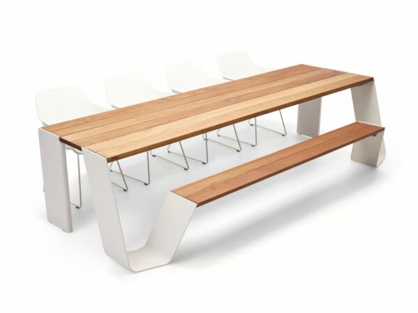 Picknicktisch aus Aluminium und Holz mit integrierten Stühle | Extremis | Hopper