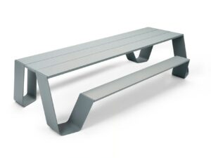 Picknicktisch aus pulverbeschichtetem Aluminium mit integrierten Stühle | Extremis | Hopper