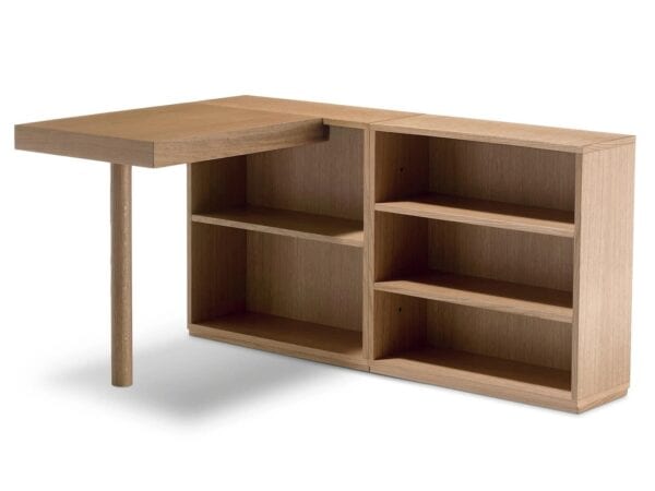 Eck- Schreibtisch aus Holz mit Regalaufsatz | Cassina | LC