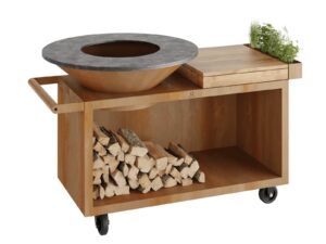 Holz- Gartengrill aus Corten™ mit Rollen | OFYR | OFYR Island PRO