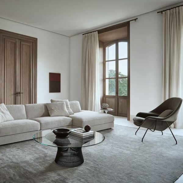 Runder Couchtisch aus Stahl und Kristal | Knoll | Platner - Image 4
