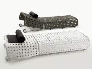 Verstellbarer Gartenliege aus Polyethylen mit Rollen | B&B Italia Outdoor | Canasta