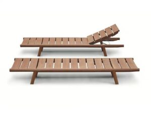 Verstellbarer Gartenliege aus Teakholz mit Rollen | RODA | Orson