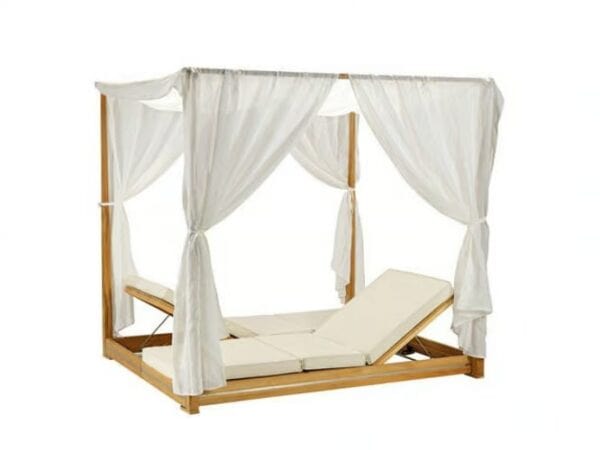 Verstellbares Loungebett aus Teakholz mit Baldachin | Ethimo | Essenza - Image 2