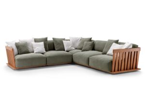 Garten Anbausofa aus Stoff mit abnehmbarem Bezug | Flexform