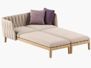 Gartenliege aus Stoff und Teakholz | Royal Botania | Calypso Lounge