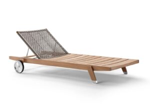 Gartenliege aus Irokoholz mit Rollen | Flexform | Hora Sexta