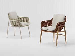 Armlehnstuhl aus Aluminium/Teak | Kettal | Tilos