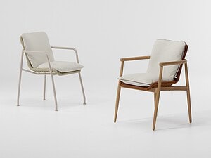 Stapelbarer Armlehnstuhl aus Aluminium/Teak | Kettal | Tilos